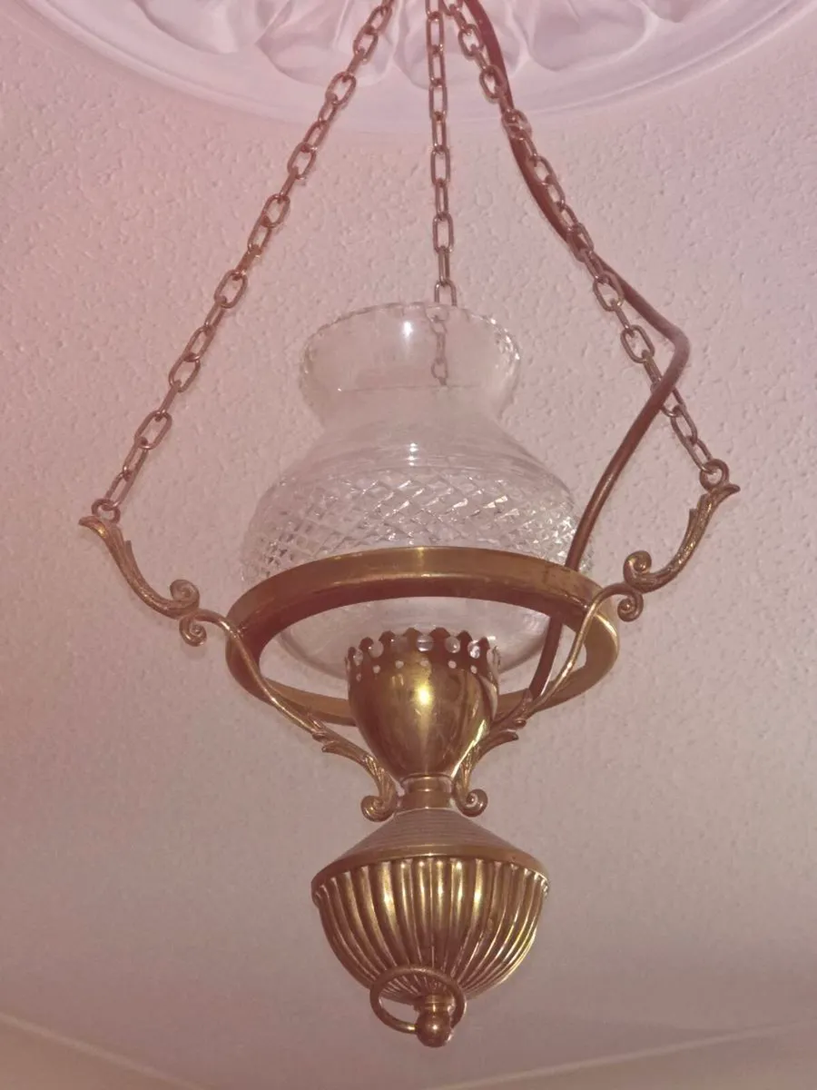 VICTORIAN REAL BRASS & CRYSTAL, Light With Bulb ! - Image 3