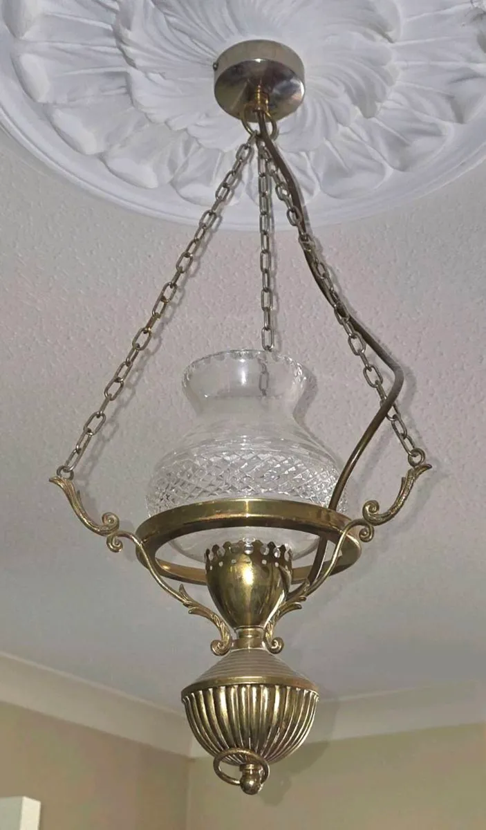 VICTORIAN REAL BRASS & CRYSTAL, Light With Bulb ! - Image 4