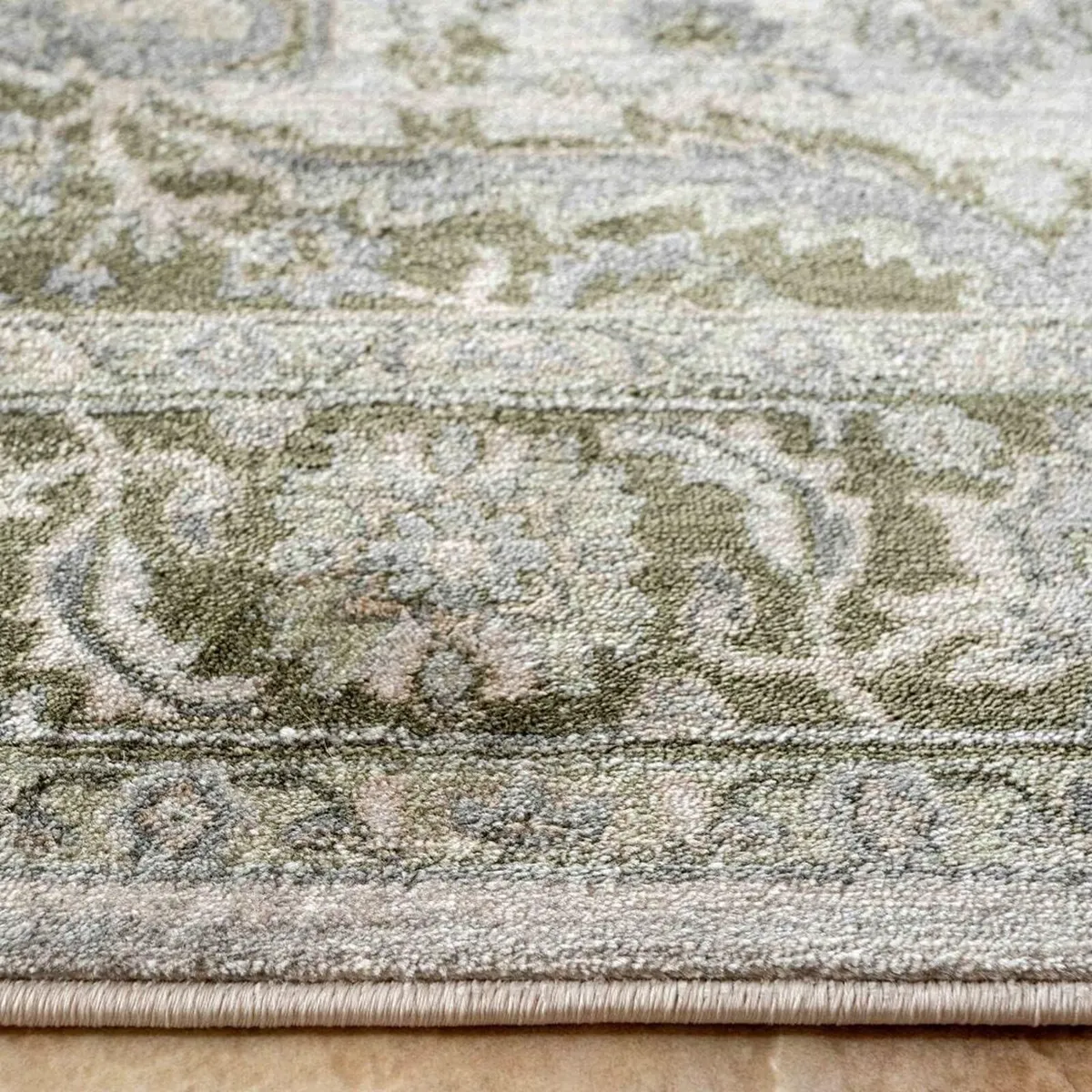 Traditional Antique Floral Medallion Sage Lounge - Image 4