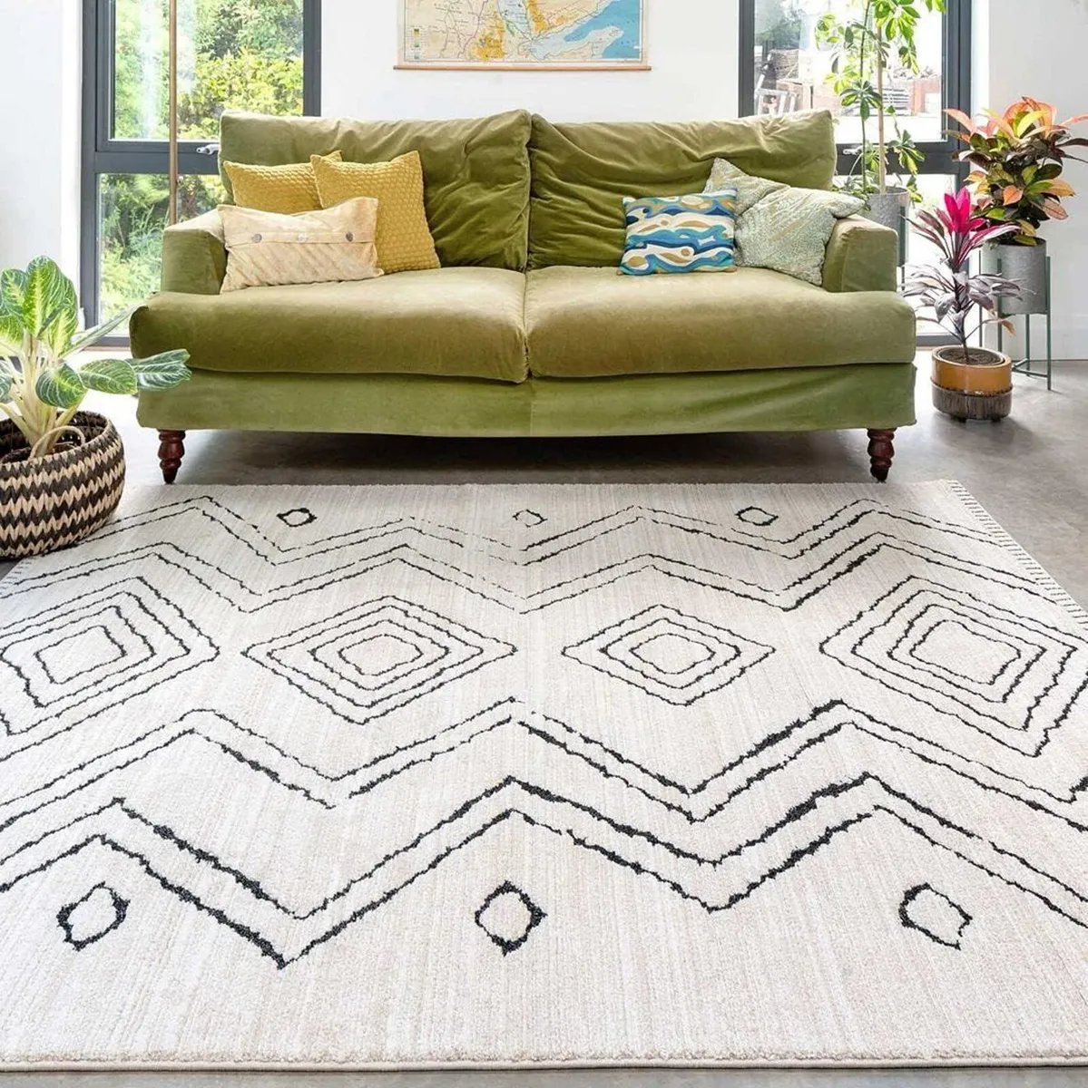 Modern Moroccan Berber Polyester Carpet Rug - Image 1