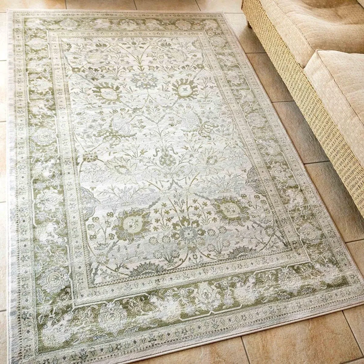 Traditional Antique Floral Sage Living Room - Image 1