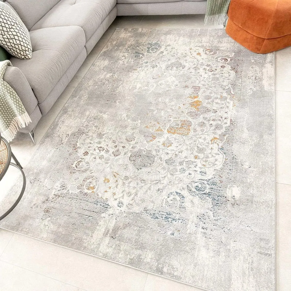 Designer Distressed Classic Floral Medallion - Image 1