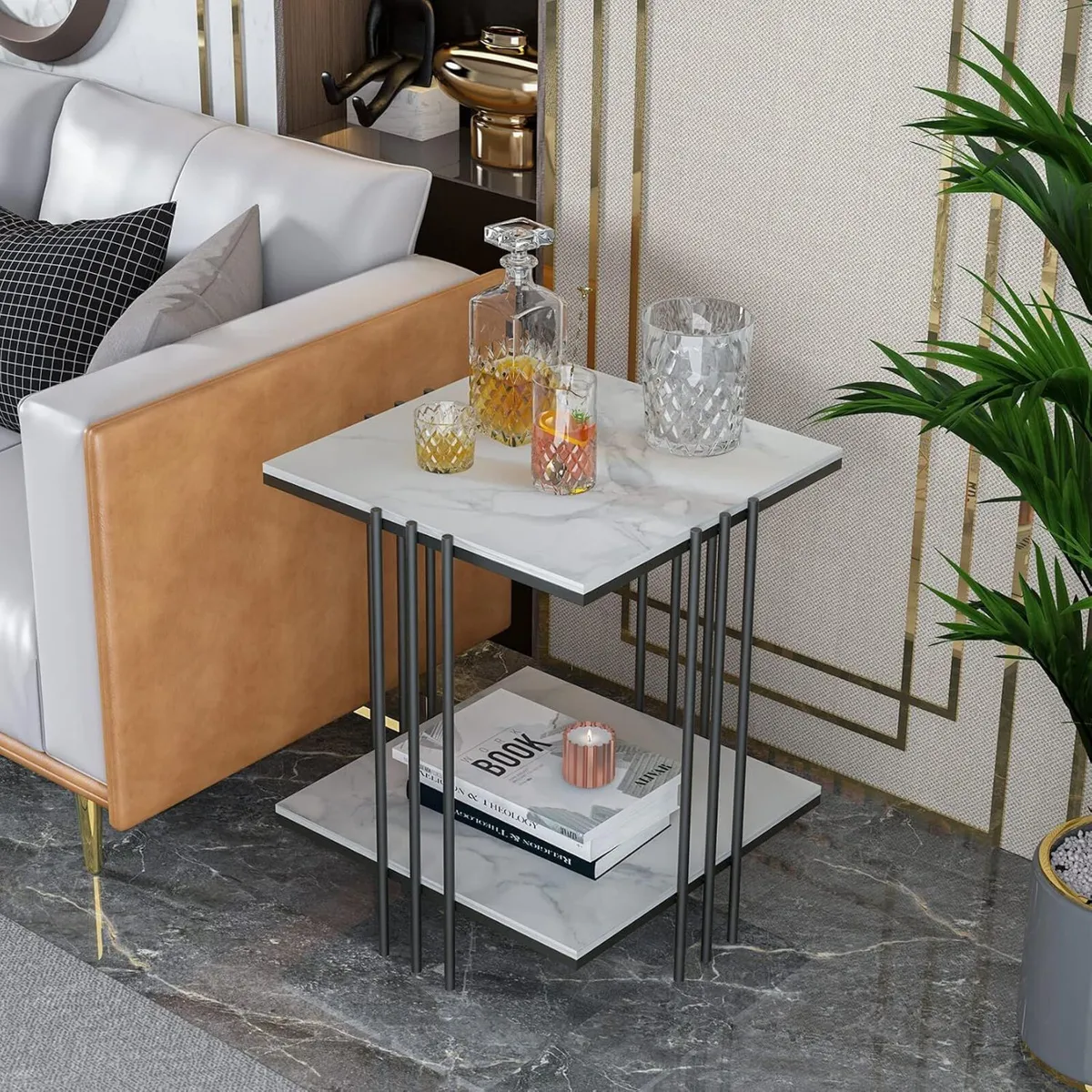 2 Tier Side Table Sintered Stone Top End - Image 2