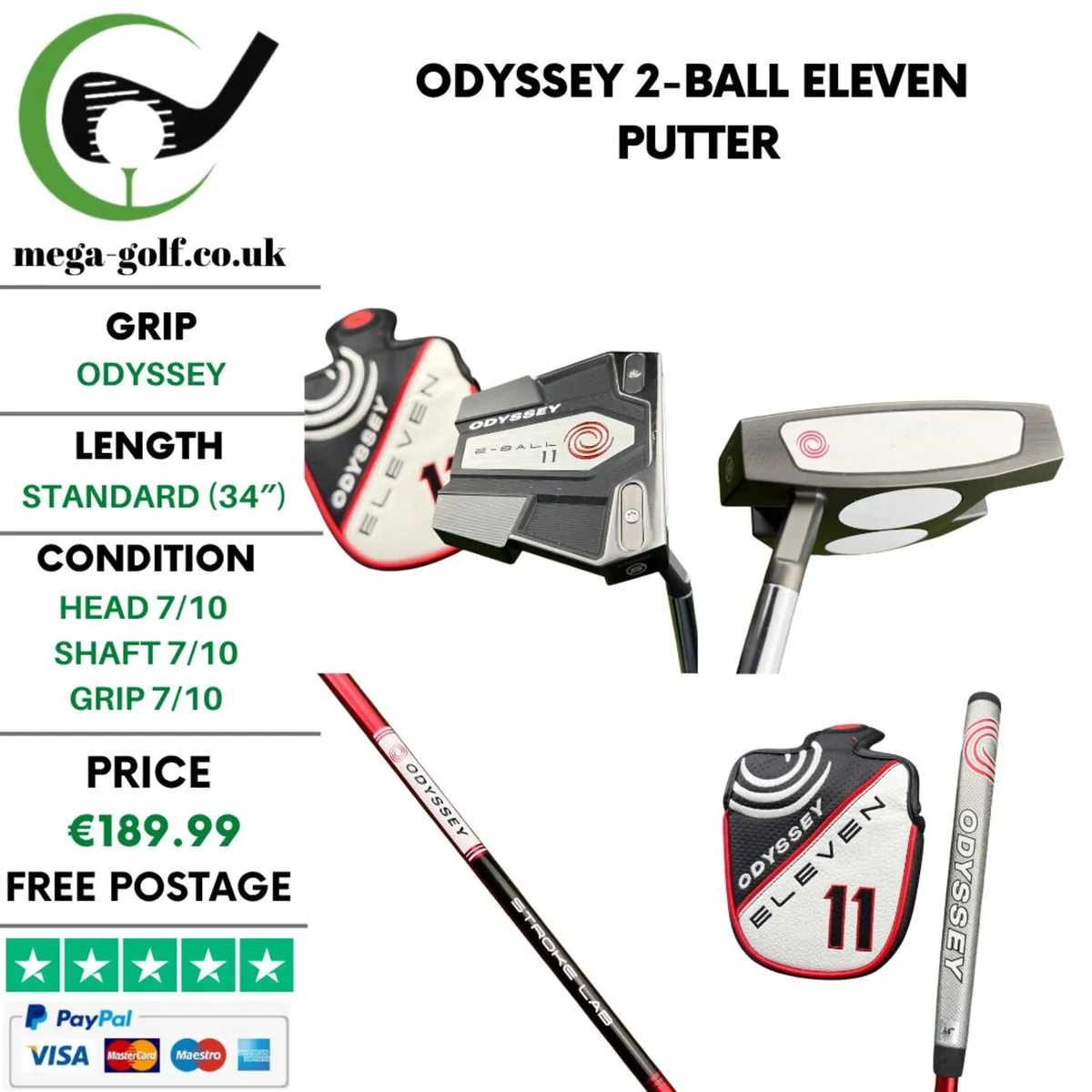 Odyssey 2-Ball Eleven Putter / 34" - Image 1