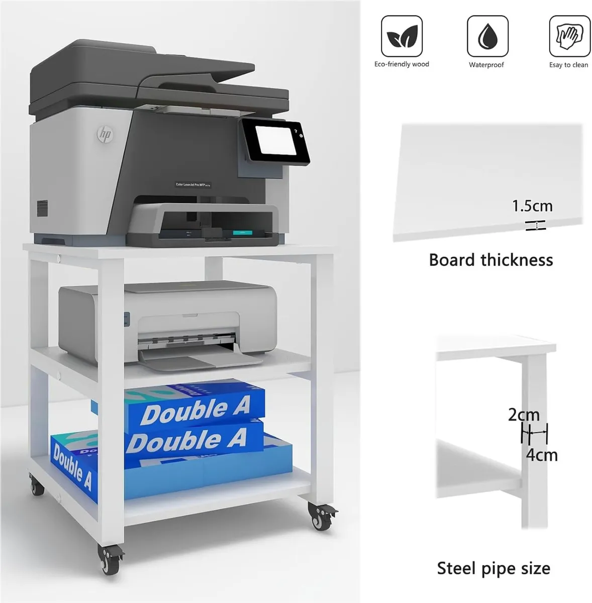 3-Tier Laser Printer Stand with Storage for Home - Image 3