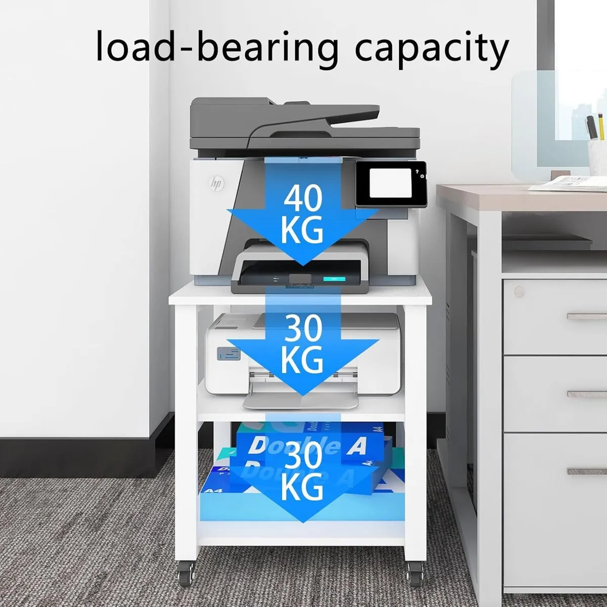 3-Tier Laser Printer Stand with Storage for Home - Image 4