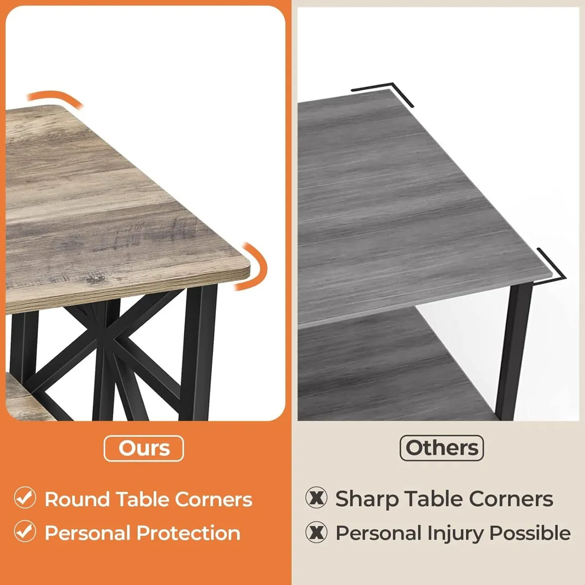 2-Tier Coffee Table 100CM Round Corner for Small - Image 4