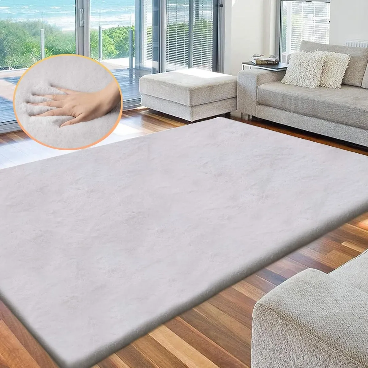 Faux Fur Rug Ft Rectangle Plush Washable - Image 3