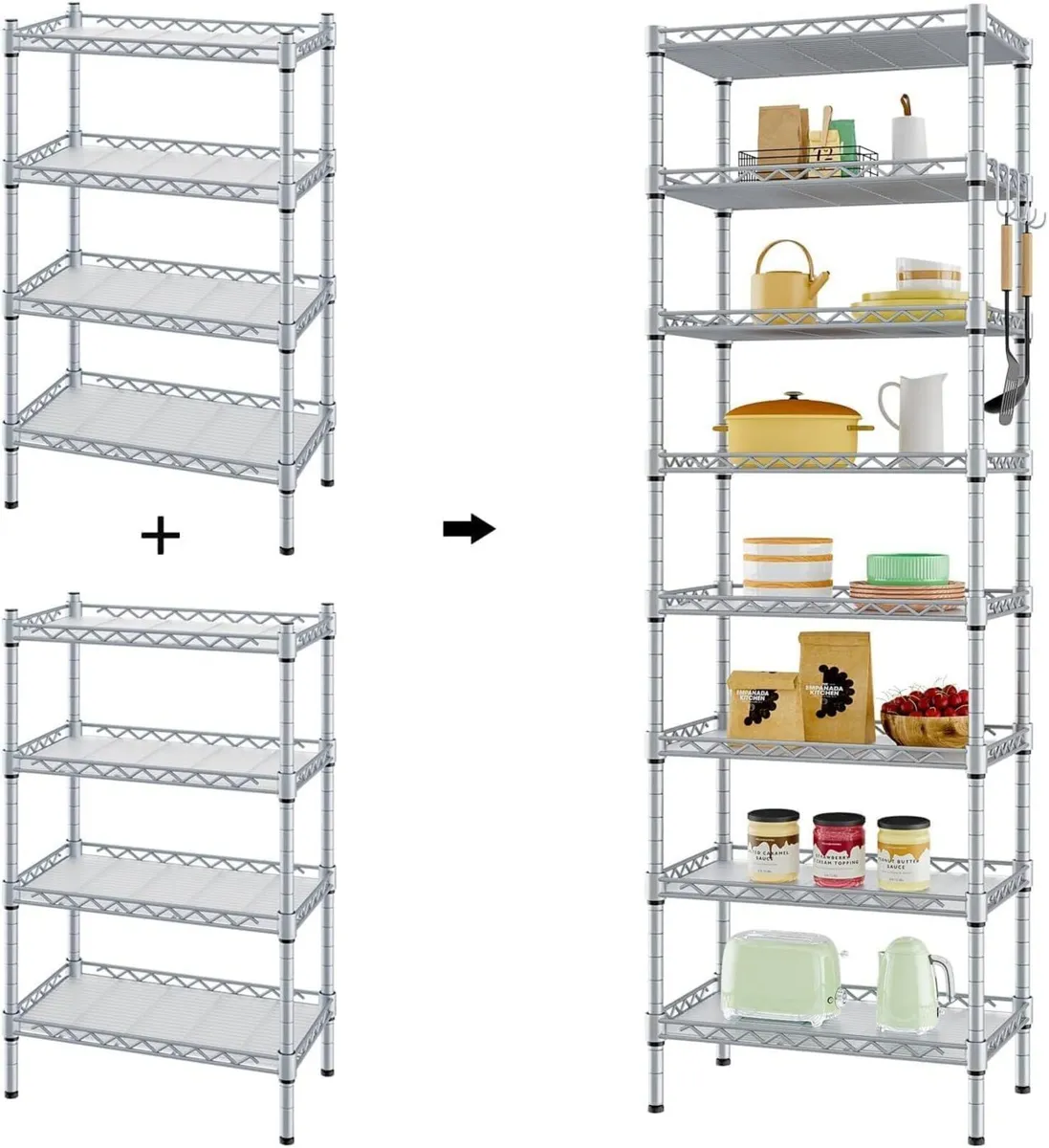 8-Tier Shelving Unit Adjustable Two 4-Tier - Image 4