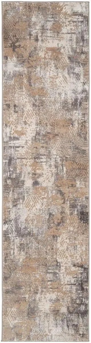 Luxury Greige Art Deco Hallway Runner Rug Neutral - Image 1