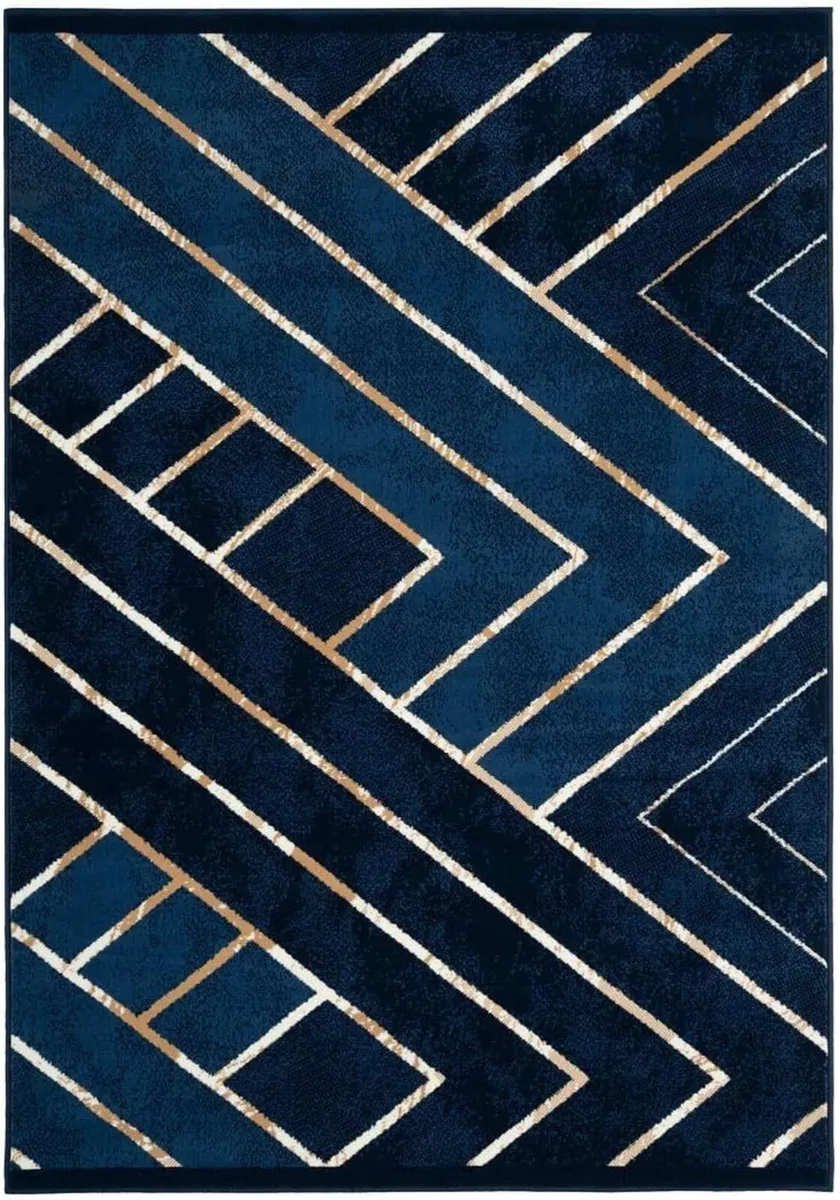 Modern Art Deco Living Room Area Rug Striped - Image 1