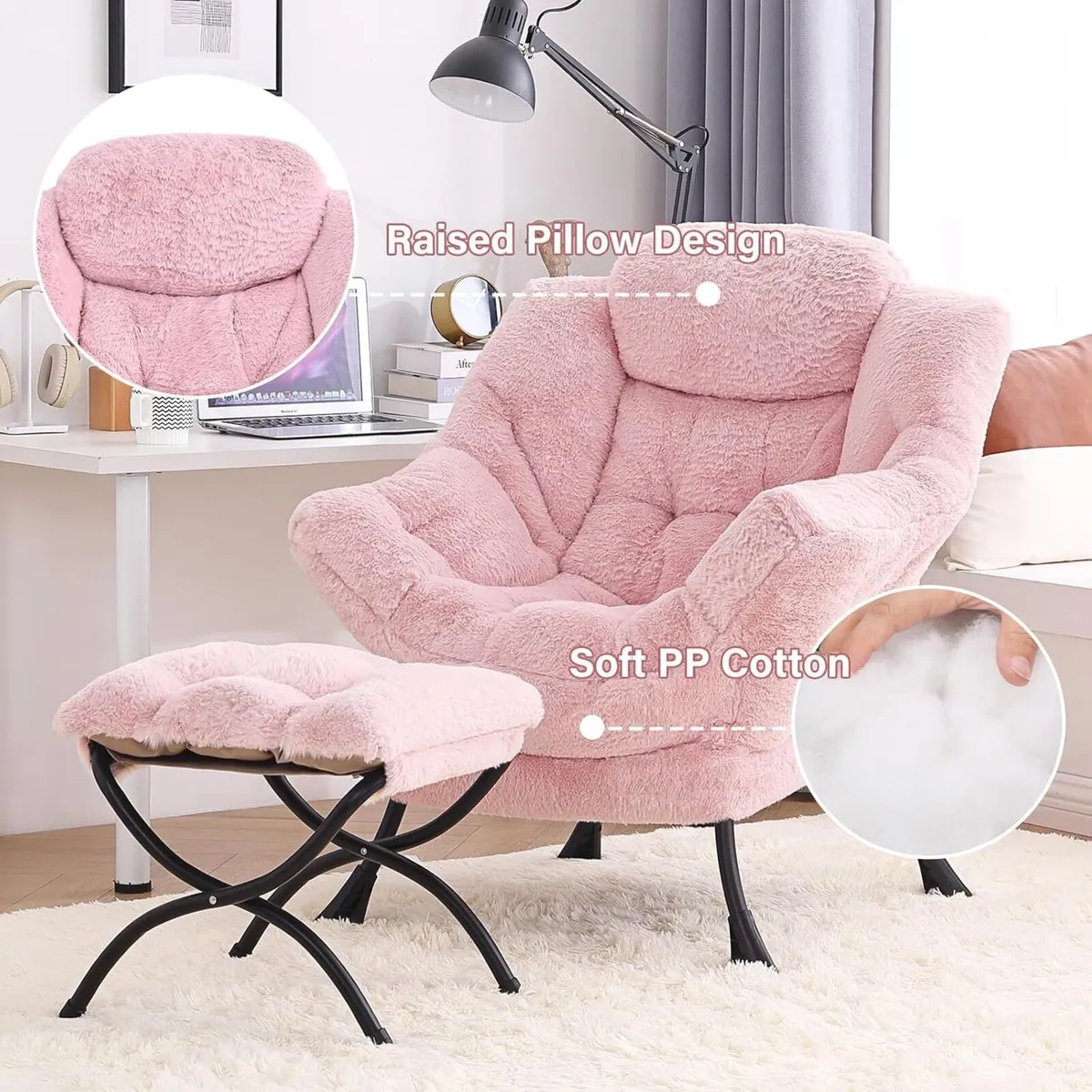 Comfy Armchair with Footstool Lazy Chair Ottoman - Image 4