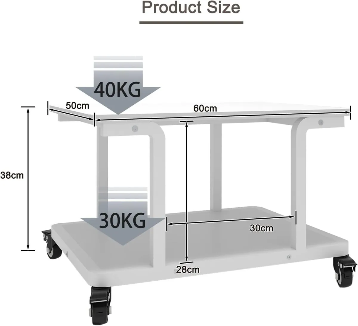2-Tier Laser Printer Stand with Storage Shelf - Image 2