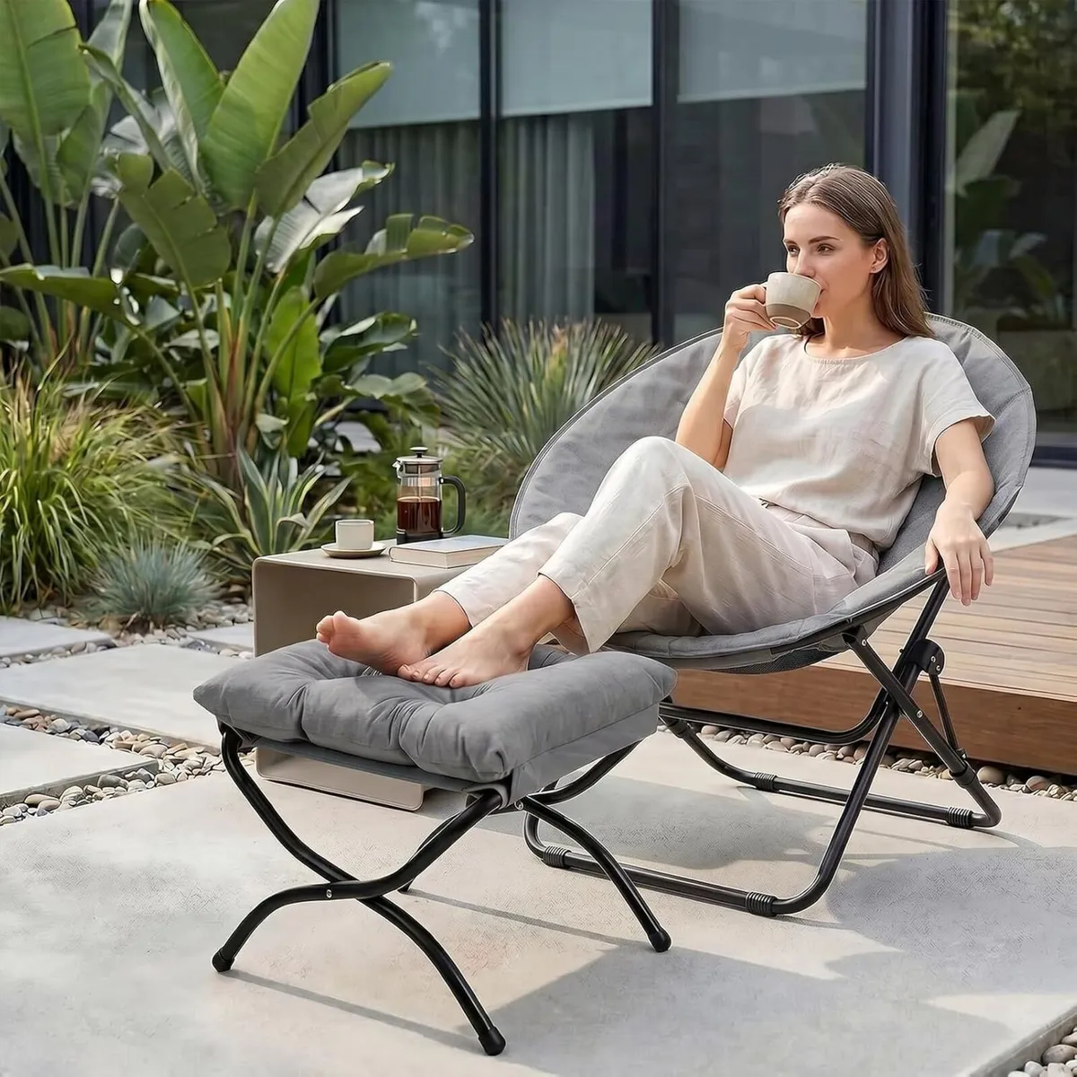 Moon Chair Saucer Comfy Folding Chairs Foldable - Image 4