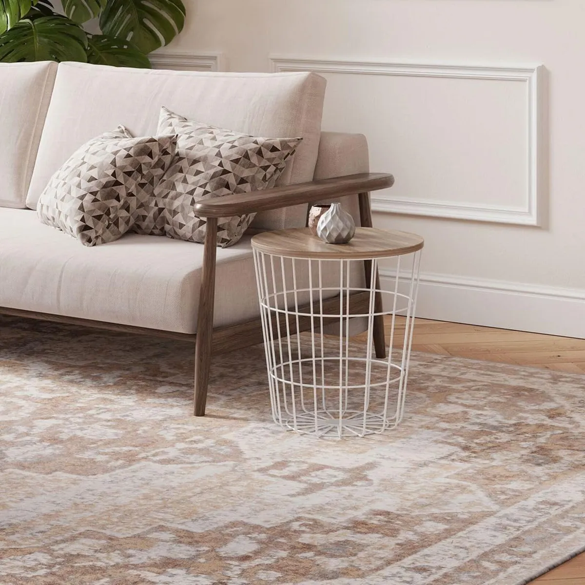 Antique Warm Neutral Greige Living Room Area Rug - Image 4