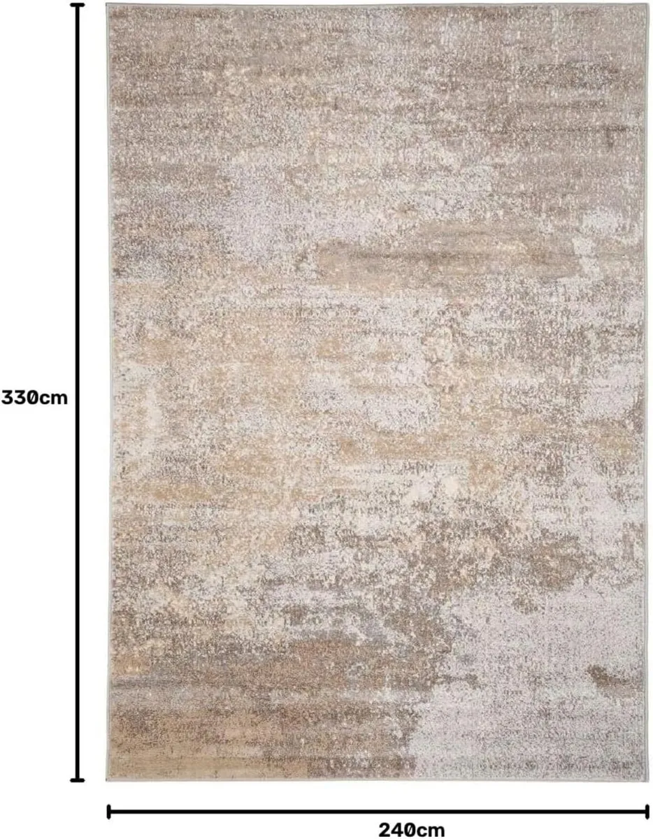 Warm Neutral Greige Abstract Living Room Area Rug - Image 3
