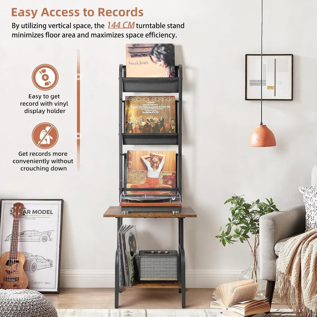 Record Player Stand with Vinyl Storage for 200 - Image 3