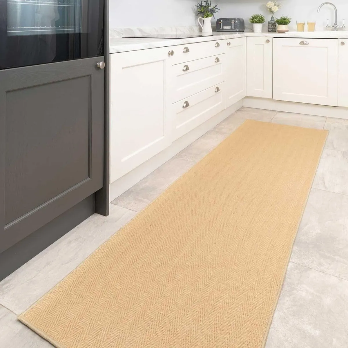 Herringbone Soft Natural Jute Long Rug - Image 1