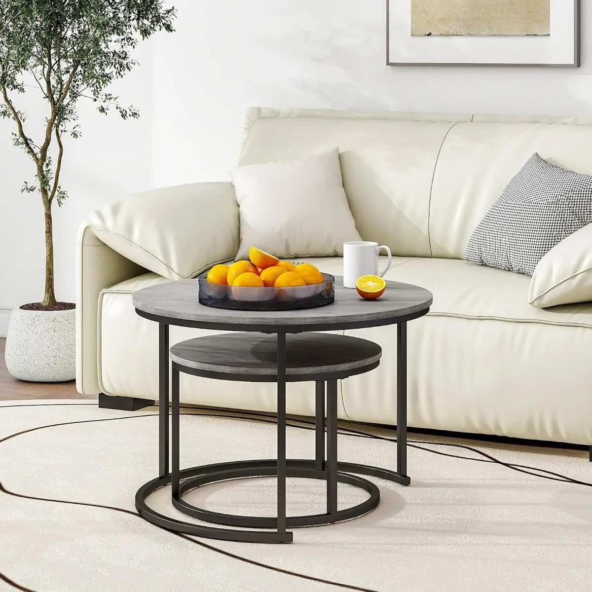 Round Coffee Table Nest Tables for Living Room - Image 3