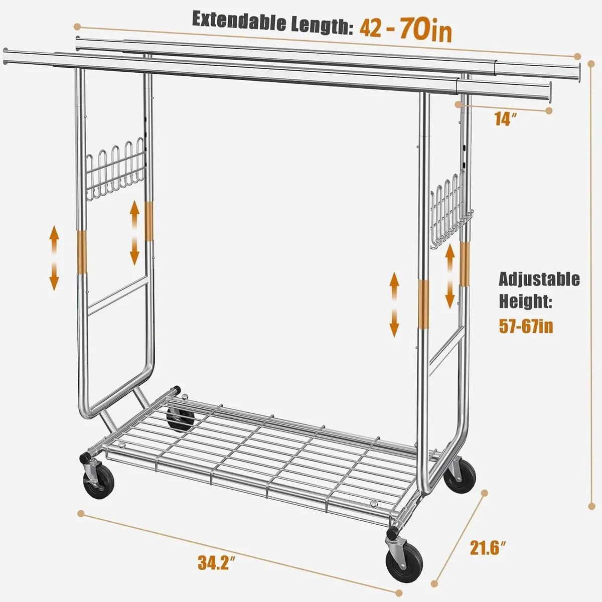 Clothes Rail Heavy Duty Rack on Wheels - Image 3
