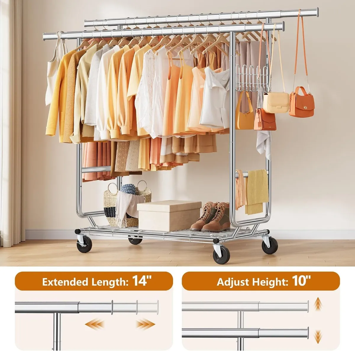Clothes Rail Heavy Duty Rack on Wheels - Image 4
