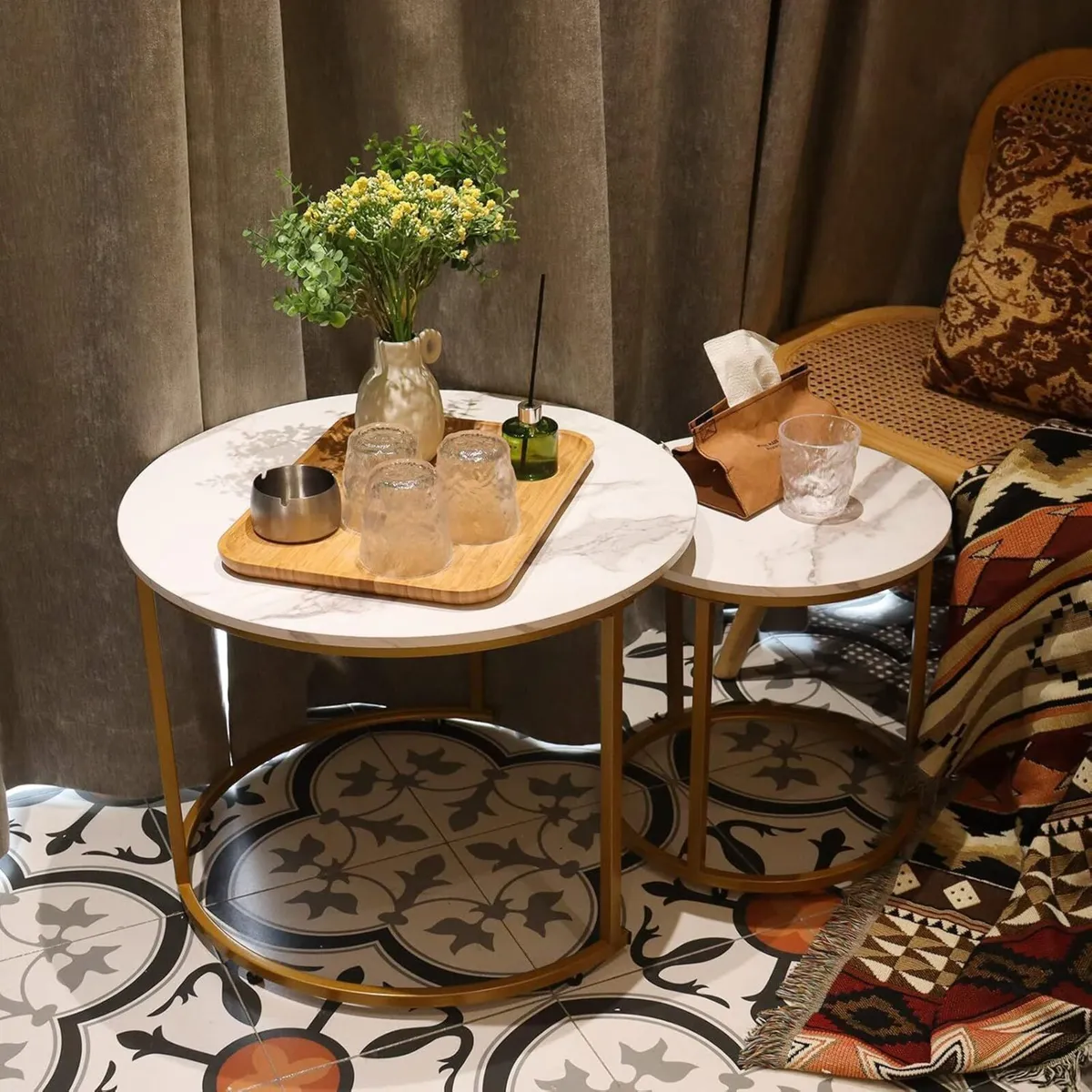 Round Coffee Tables End Table Nesting Side (Set - Image 4