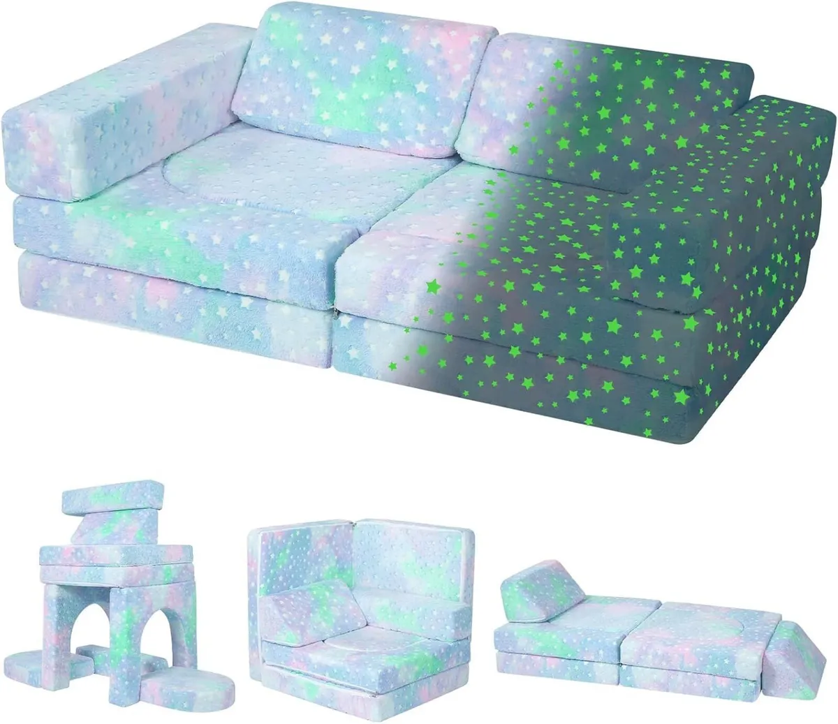 10-Piece Kids Play Sofa Modular Glow Couch - Image 1