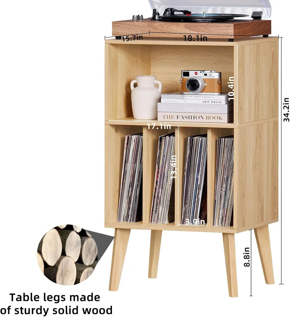Record Player Stand Turntable Hold Up to 160 - Image 3