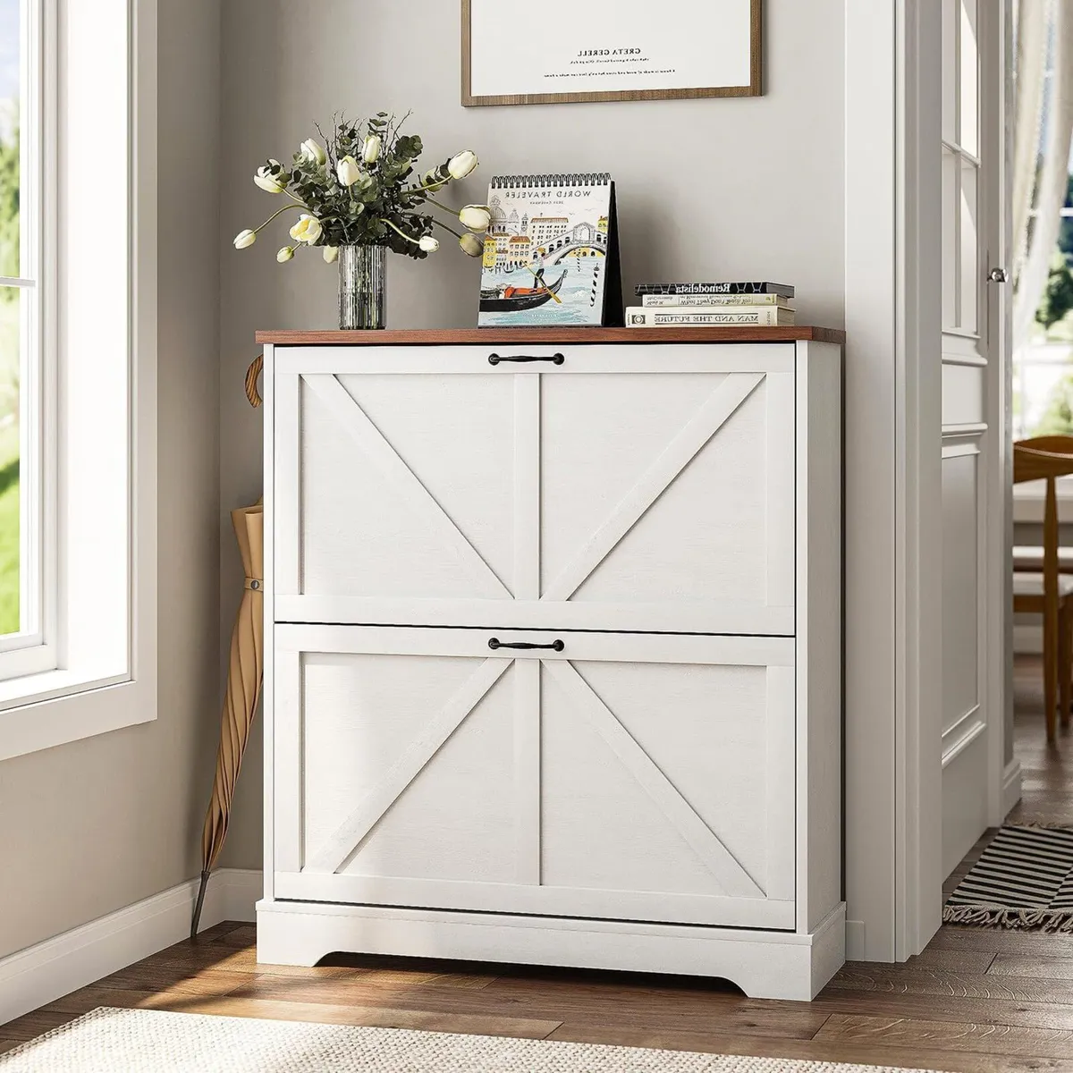 Shoe Cabinet Storage for Entryway with 2 Flip - Image 1