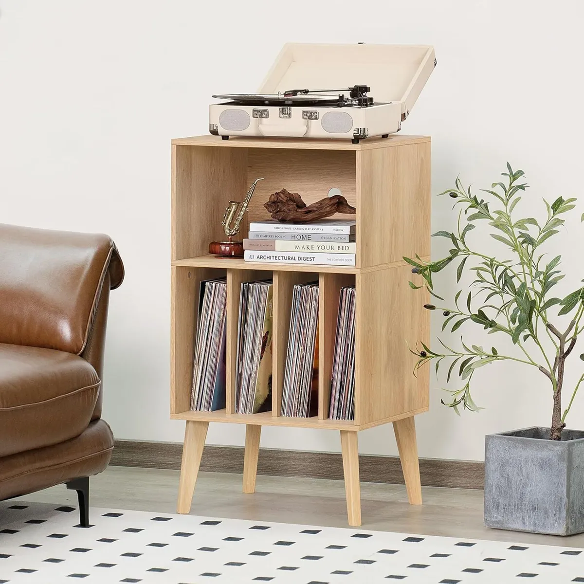 Record Player Stand Turntable Hold Up to 160 - Image 2