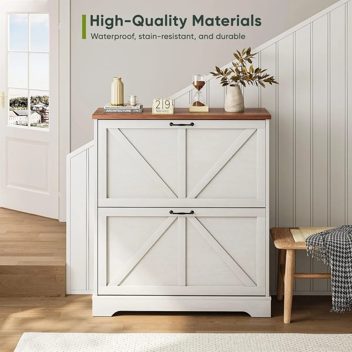 Shoe Cabinet Storage for Entryway with 2 Flip - Image 3