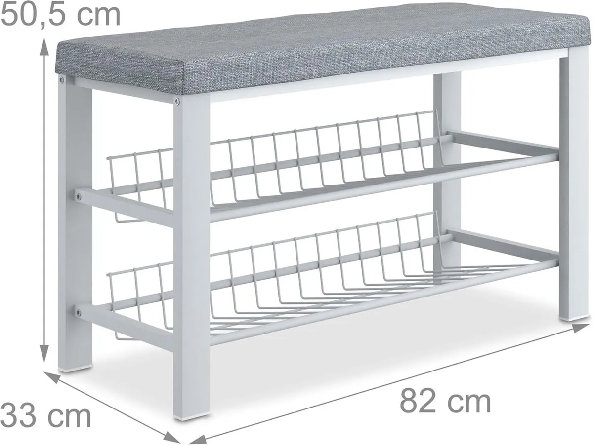 Shoe Bench 2 Levels Shoeshelf with Seat - Image 4