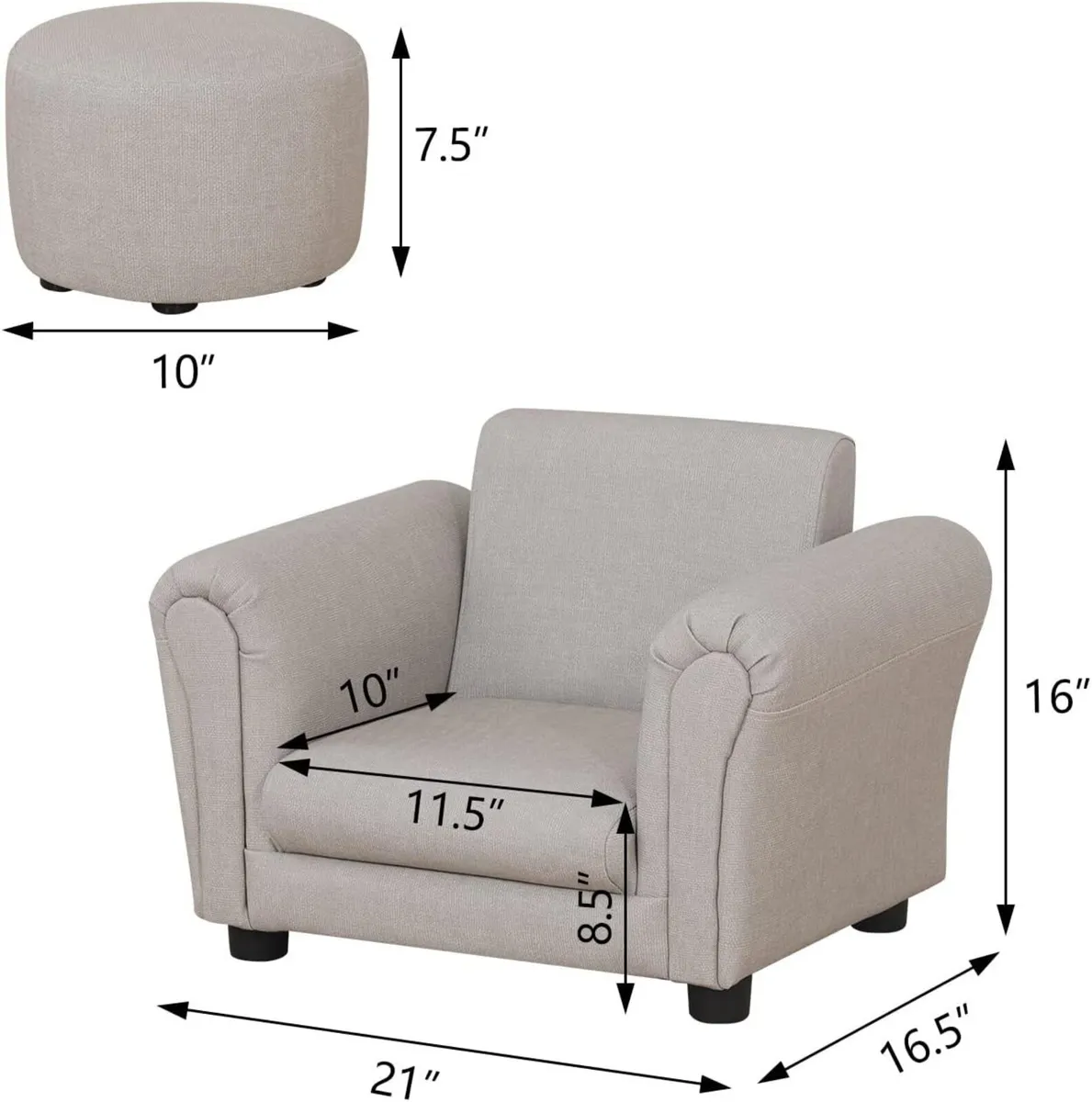 Kids Sofa Chair with Foot Stool Pvc Leather - Image 3