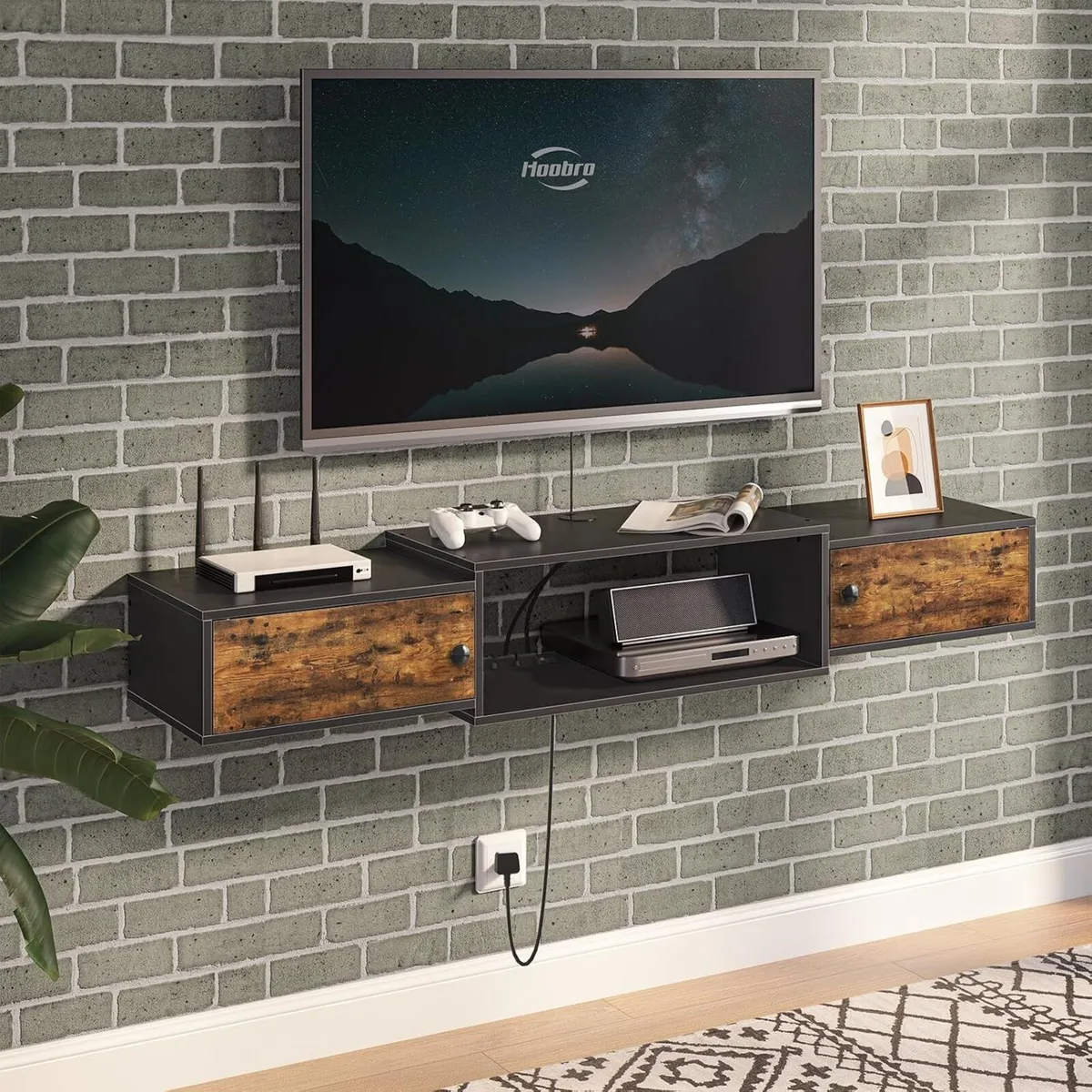 Floating TV Unit Wall Mounted Cabinet with Power - Image 1