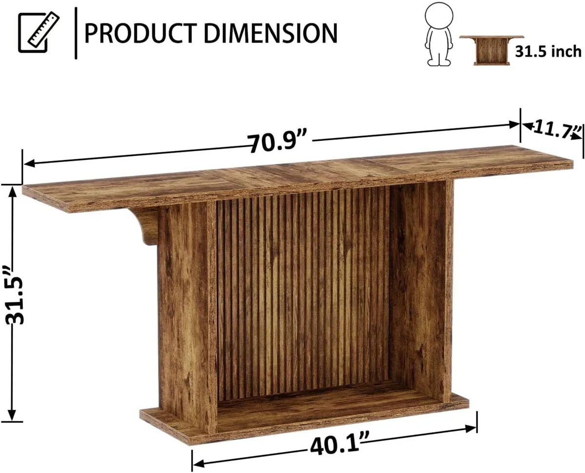 Console Table 180CM Extra Long 2-Tier Sofa Rustic - Image 3