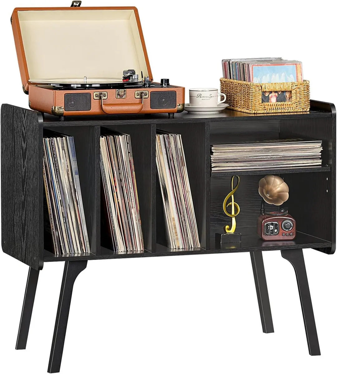 Record Player Stand 4 Compartments Holds - Image 1