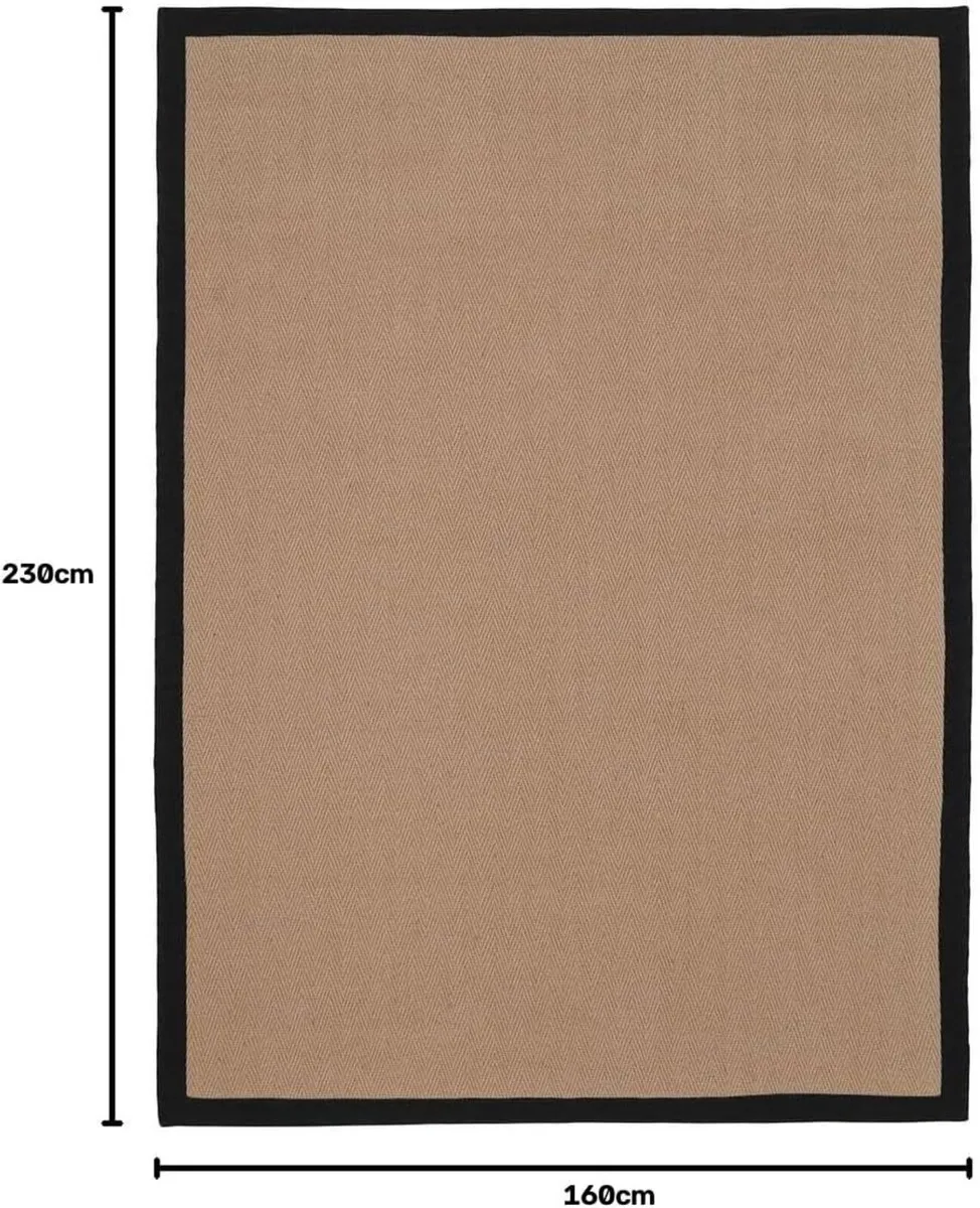 Jute Cotton Bordered Rugs Herringbone Chevron - Image 2