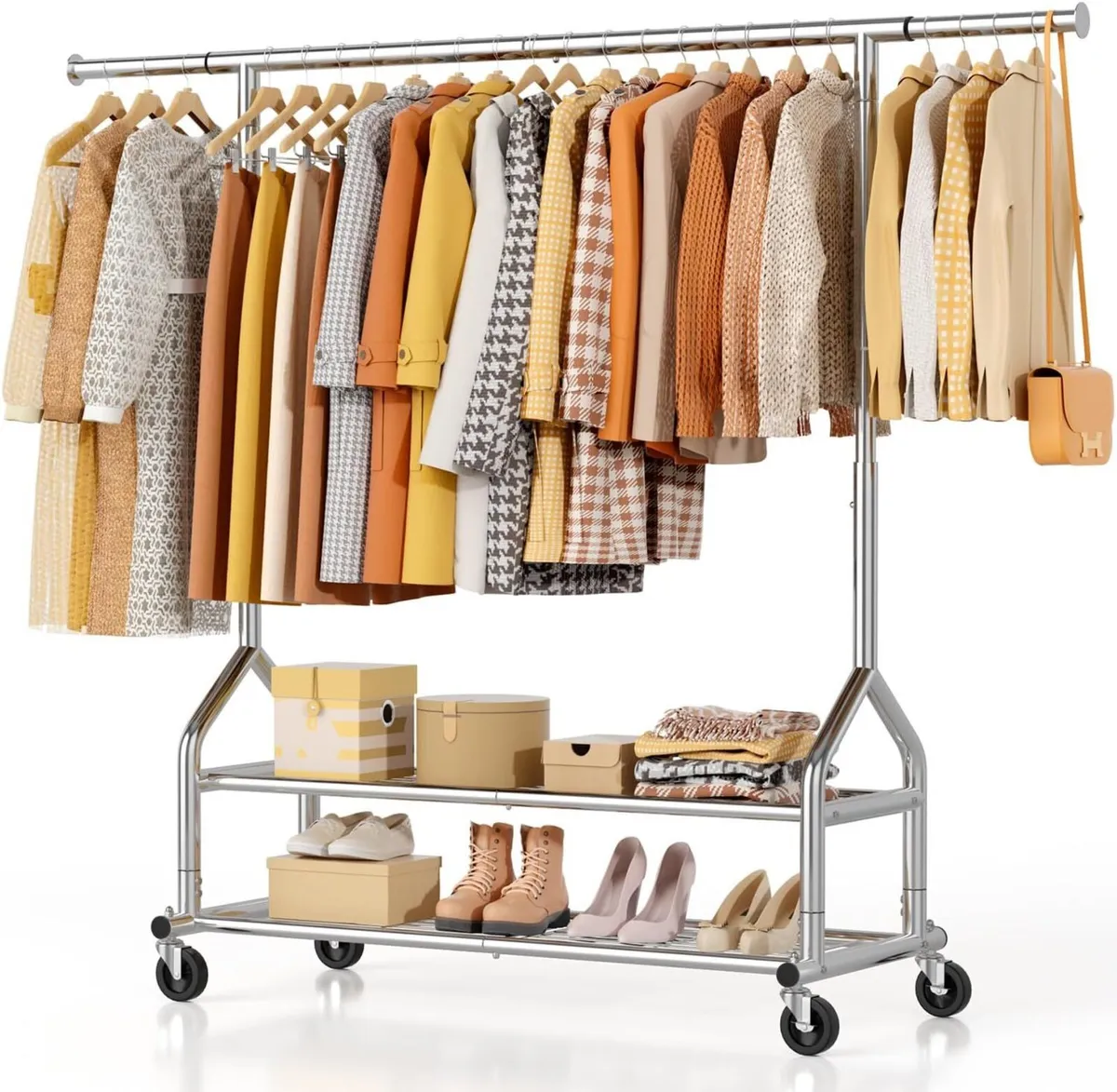 Heavy Duty Rolling Clothes Rail - Image 1