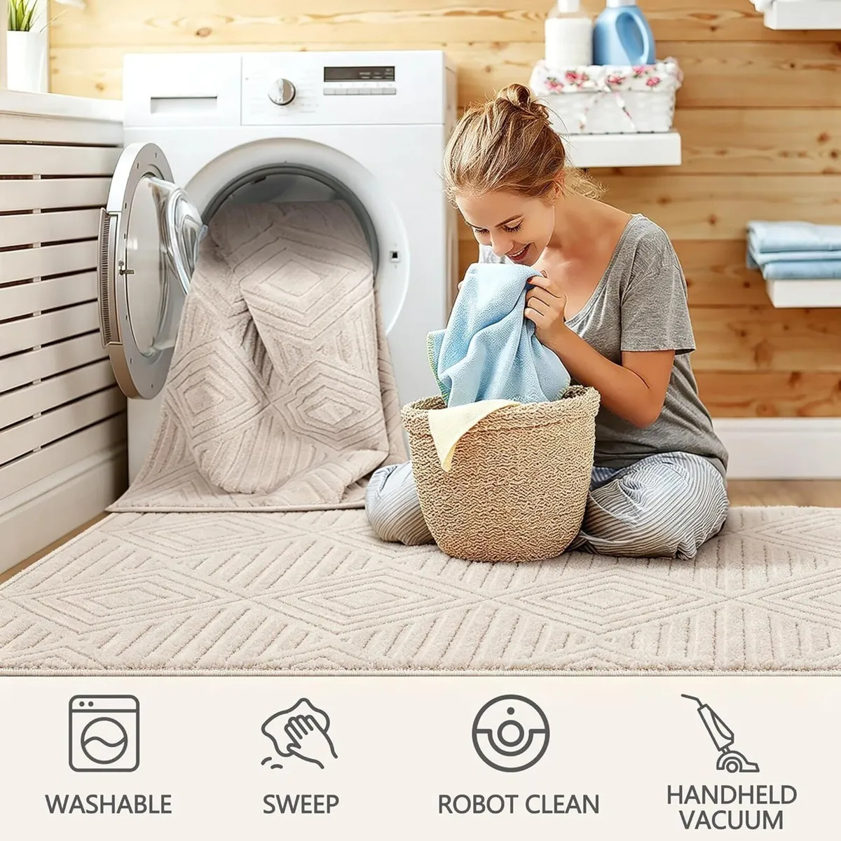 Washable Rugs Living Room Non-Slip Large Fluffy - Image 4