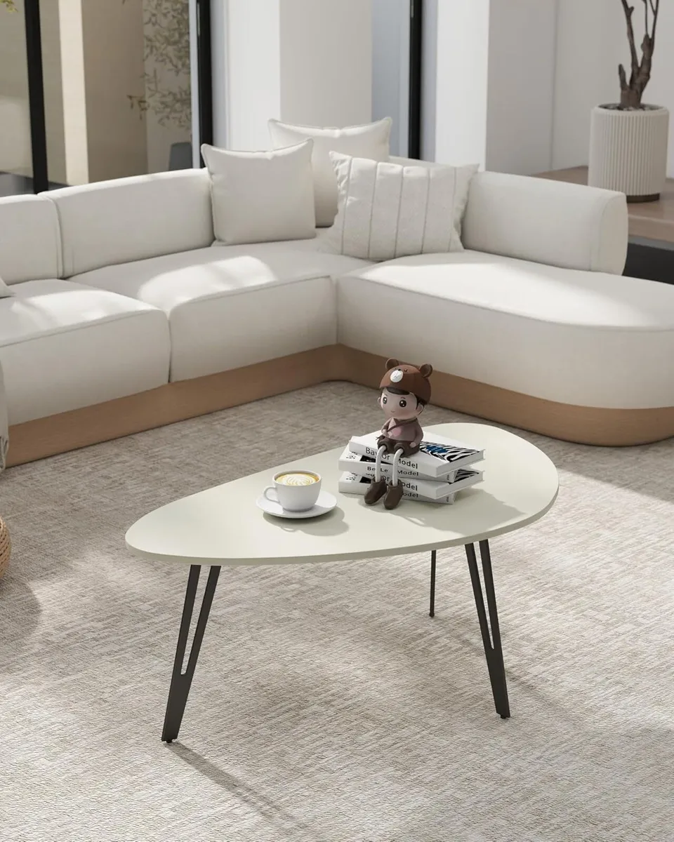 Oval Coffee Table for Living Room Apartment Oak - Image 4