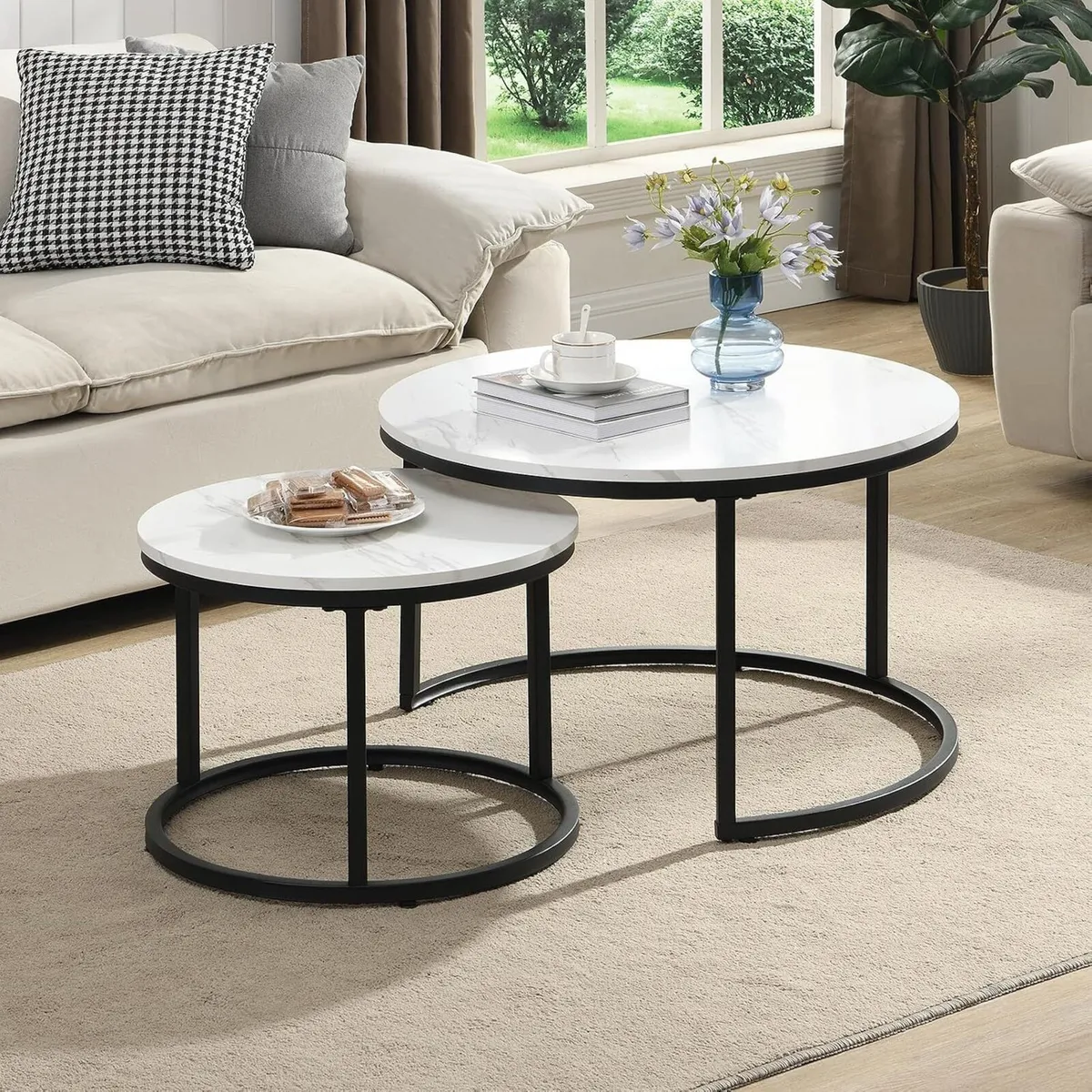 Coffee Table Modern Side Round Nesting Tables Tet - Image 2
