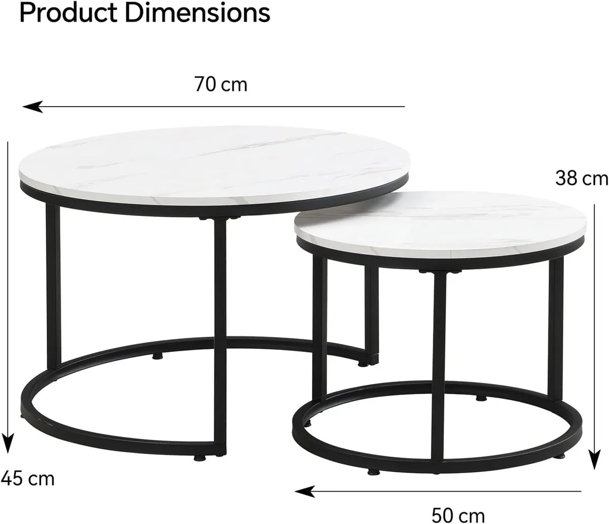 Coffee Table Modern Side Round Nesting Tables Tet - Image 3