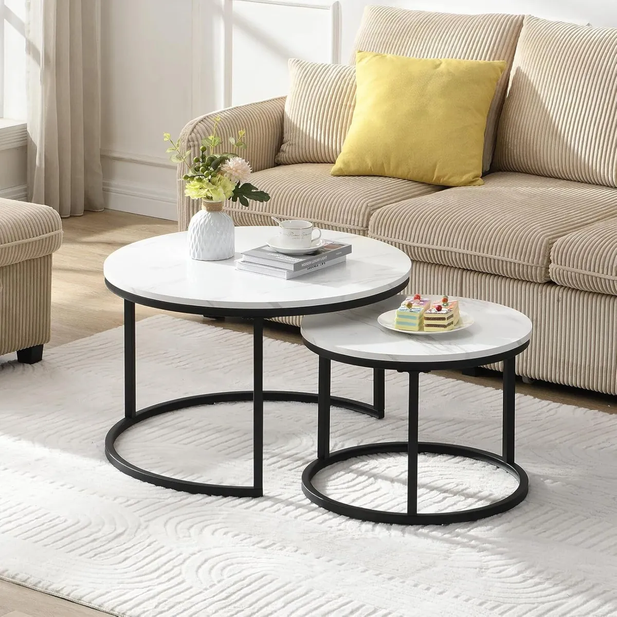Coffee Table Modern Side Round Nesting Tables Tet - Image 4