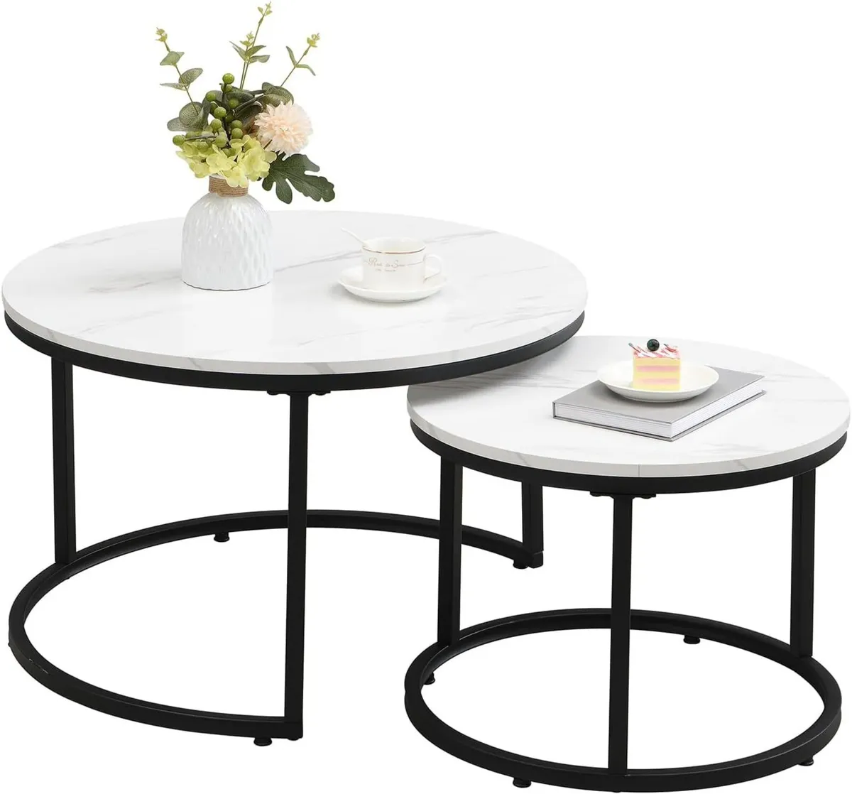 Coffee Table Modern Side Round Nesting Tables Tet - Image 1