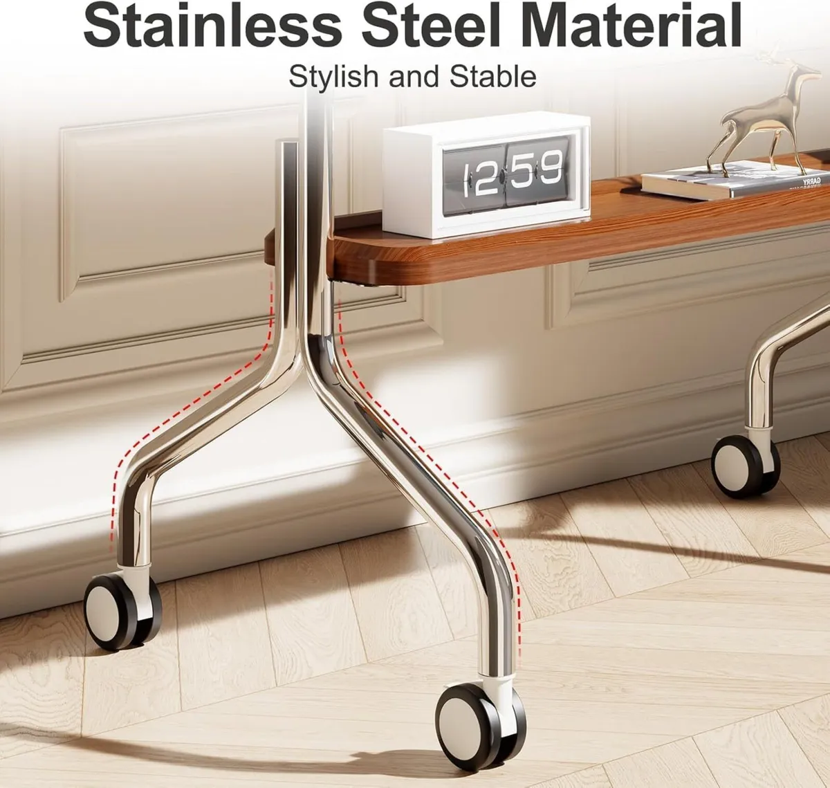 TV Stand on Wheels with Shelf for 32-75 - Image 3