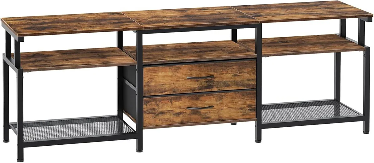 TV Stand Unit Cabinet with Open Storage Shelves - Image 1