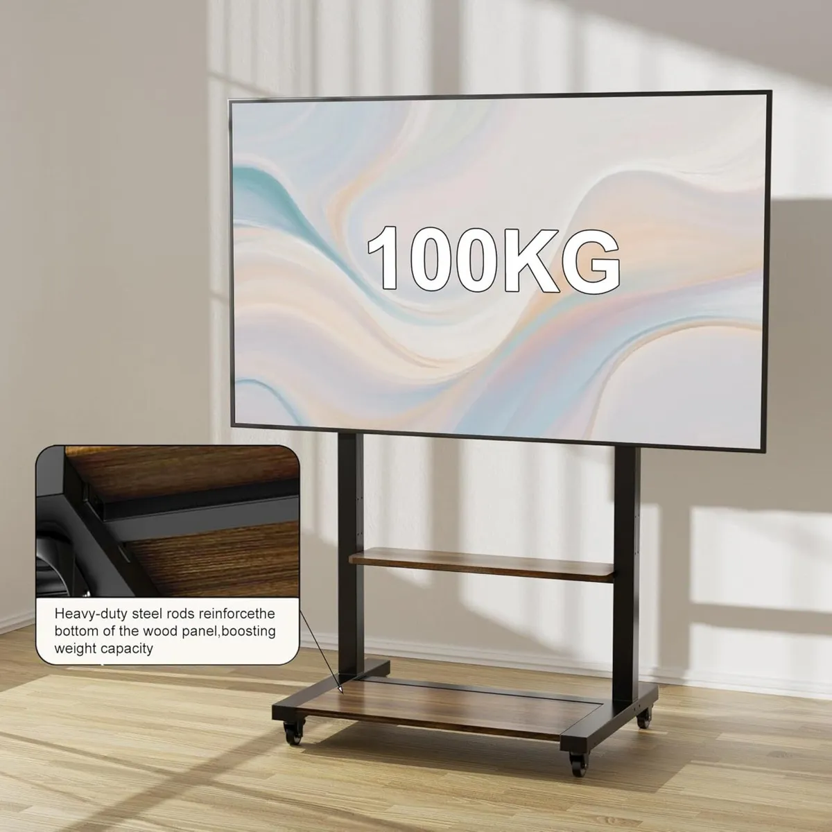 Mobile TV Stand Rolling Trolley with Wheels - Image 4