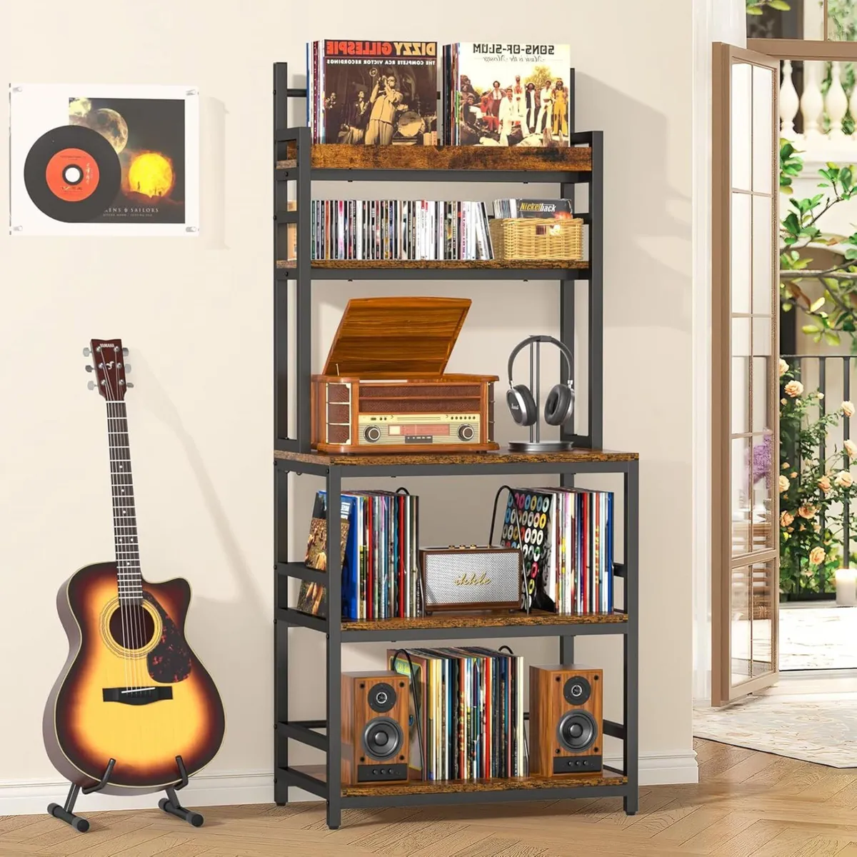 Record Player Stand with Vinyl Storage Turntable - Image 1