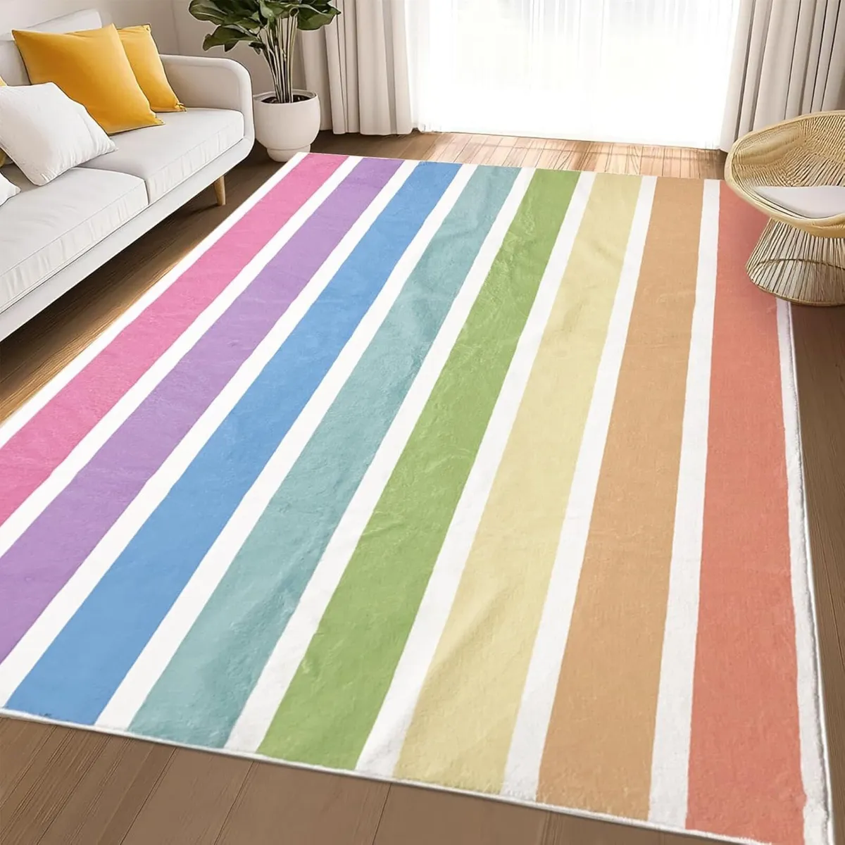 Area Rugs Striped Rainbow Pattern Rug Abstract - Image 4