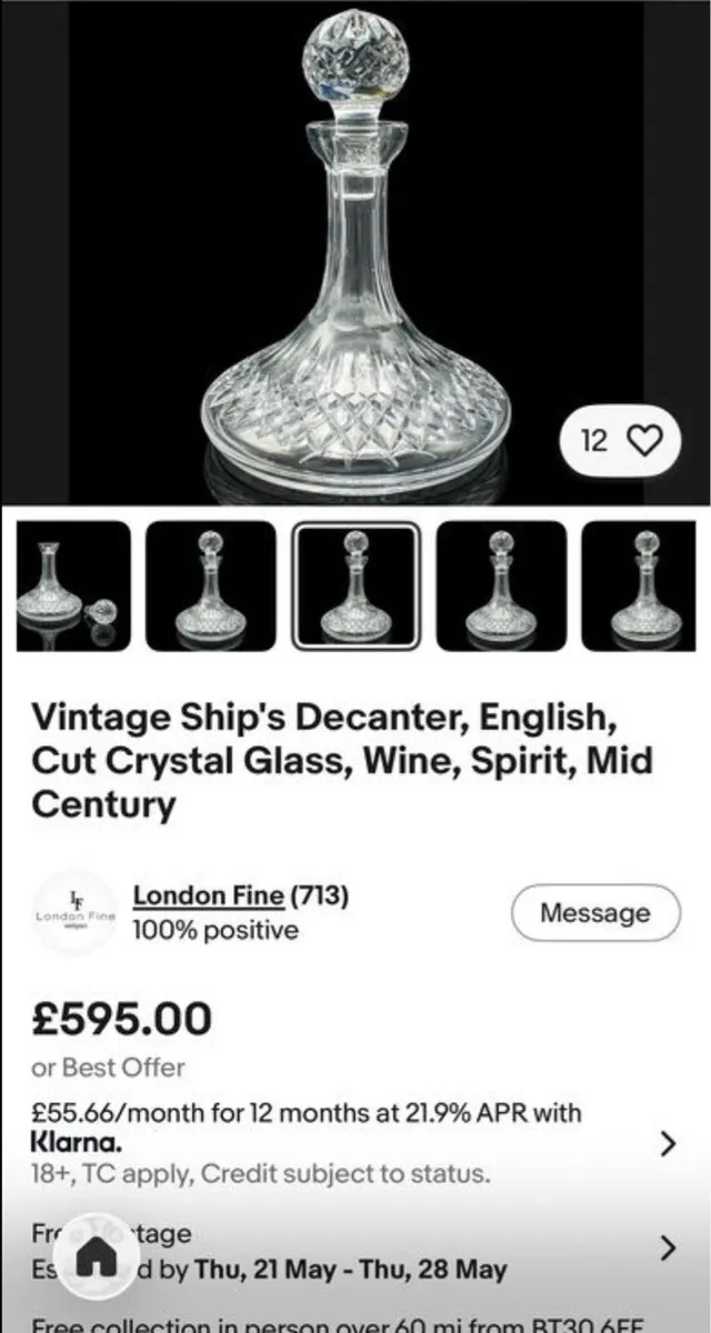 Edinburgh crystal ships decanter 1990s - Image 2